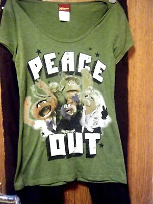 Buy Ladies T-Shirt Official Muppets PEACE OUT Miss Piggy Animal Gonzo Kermit M 10 12 • 4.59£