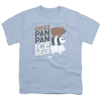 Buy We Bare Bears Grizz Pan Pan Ice Bear Kids Youth T Shirt Licensed Tee Light Blue • 13.77£
