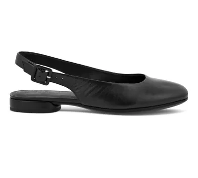 Buy Ecco Anine Black WomanSling Back Flats Danish Design Shoe Size 7/7.5  Ships Free • 52.10£