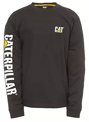 Buy Caterpillar Mens Trademark Banner Tee Black Cotton Long-sleeve T-Shirt #1510034 • 26.90£