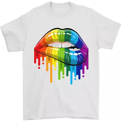 Buy LGBT Bitten Rainbow Lip Gay Pride Day Mens T-Shirt 100% Cotton • 8.49£