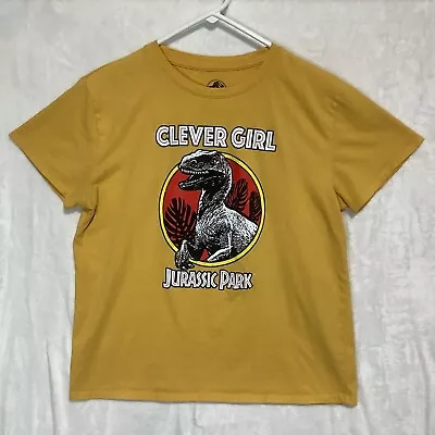 Buy Jurassic Park Clever Girl Dinosaur T-Shirt Size L Yellow Red Black Women's Shirt • 13.99£