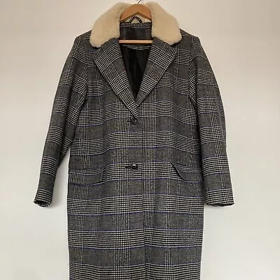 Buy Levi’s Sherpa Borg Collar Coat Jacket Tweed Check Size M VGC • 15£