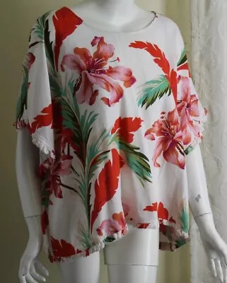 Buy NEW For Cynthia Sz 3X Art-to-Wear Wild Linen Tropical Blouse Shirt Top Funky  • 58.64£