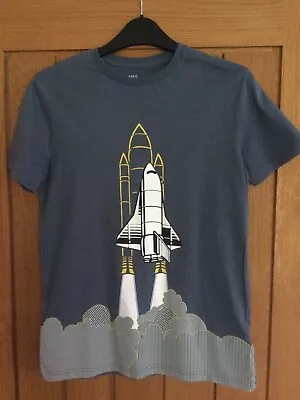 Buy Marks & Spencer Originals Space Shuttle T Shirt 12/13 Years Grey/Blue NASA M&S • 7.99£