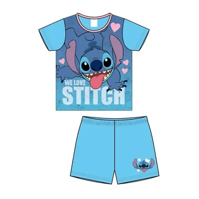Buy Official Girls Kids Lilo & Stitch Shorts Pyjamas Pjs Pajamas Ages 6, 8, 10, 12 • 5.99£