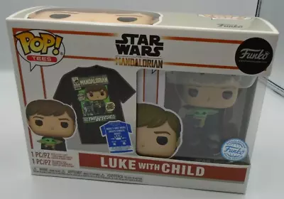 Buy Funko Pop! Luke With Child Figure 482 With T-shirt Star Wars Grogu Mandalorian • 19.99£