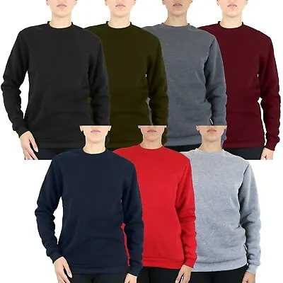 Buy Women's Loose Fitting Crew Neck Fleece-Lined Pullover Sweater Cardigan NEW • 18.77£