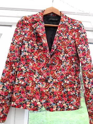 Buy Zara Jacket Size XS Floral Ditsy Single Breasted Wear For Weddings Or With Jeans • 4.99£