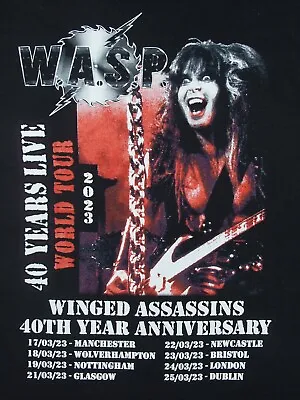 Buy W.A.S.P. Wasp 40 Years Live World Tour 2022-2023 T-Shirt (XL) UK Dates Version. • 29.99£