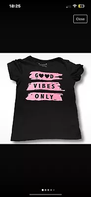 Buy Girls Black/pink “good Vibes” Tshirt Aged 8/9 Years • 0.99£
