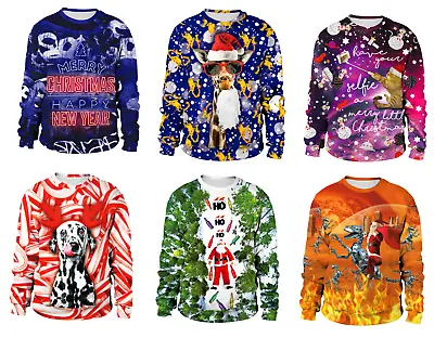 Buy Unisex Man Women XMAS Christmas Jumper 3D Sweatshirt Party Pullover Ho Ho Santa • 7.90£