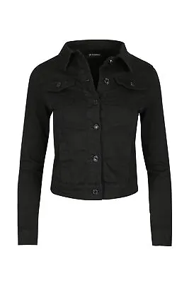 Buy Womens Ladies Denim Collared Front Pocket Button Down Biker Coat Cropped Jacket • 17.99£