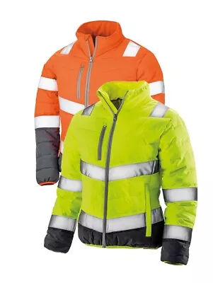 Buy Result Ladies Womens Soft Padded Safety Hi Viz Jacket Coat ORANGE Or YELLOW • 54.99£