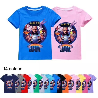 Buy Children's Space Jam Cotton T-shirt Short Sleeve Casual Print Summer T-shirt Top • 9.34£