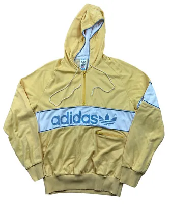 Buy Rare True Vintage 80s Adidas 1/4 Zip Hoodie Sweatshirt Mens Small West Germany • 50£