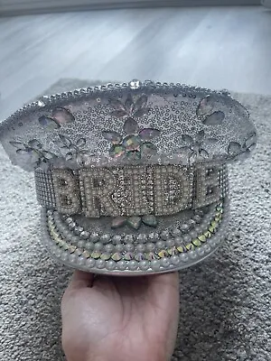 Buy Deluxe BRIDE Captain Hat Cap Hen Party To Be Silver Diamante Pearls Peak Fancy • 25£