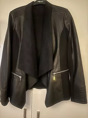 Buy Ladies Black Leather Look Jacket Size 12 • 10£