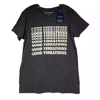 Buy NEW Lucky Brand T-Shirt Charcoal Gray Good Vibrations Graphic Size S • 26.02£