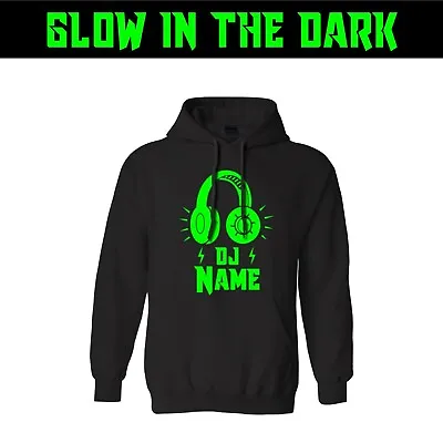 Buy Personalised Hoodie Your Name DJ Disc Jockey Glow In The Dark Halloween Friends • 13.99£