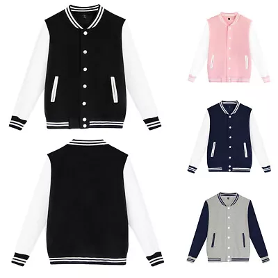 Buy Mens Women College Uniform Varsity Baseball Jacket Sport Coat Outwear Tops UK • 13.32£