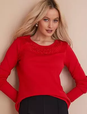 Buy NONI B - Womens Winter Tops - Red Tshirt / Tee - Smart Casual Office Clothing • 9.87£