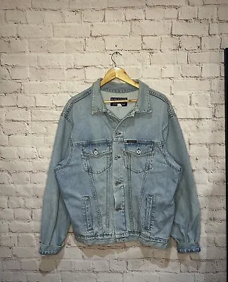 Buy Vintage Denim Jacket Size XL Button Down Collared Oversized Biker Style 90s • 16£