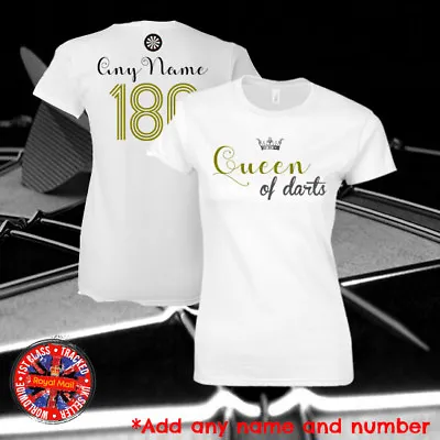 Buy Ladies Darts Personalised T-shirt  Queen Of Darts , Gift, Women's, Mum, Event • 12.95£