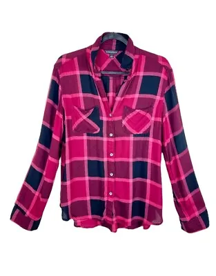 Buy Rock & Republic Pink Red Flannel Plaid Lightweight Long Sleeve Shirt, Size M • 9.59£