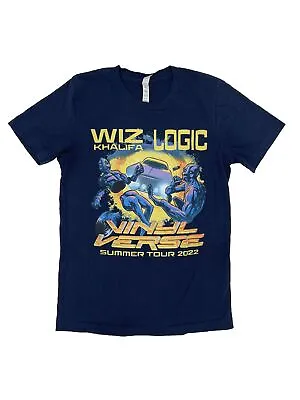 Buy Wiz Khalifa + Logic Vinyl Verse Tour 2022 T-Shirt Double Sided Shirt-Navy Blue S • 19.20£