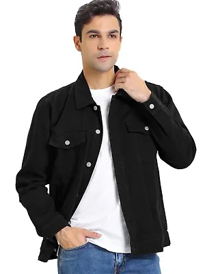 Buy Lars Amadeus Men's Jean Jacket Trucker Casual Lightweight Denim Jacket Size S • 15£