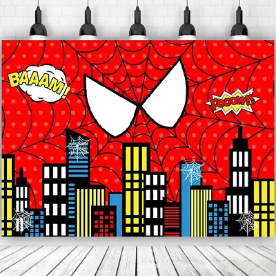 Buy Superhero Spiderman Backdrop Spider-man Background Cloth Birthday Party Banner • 8.98£
