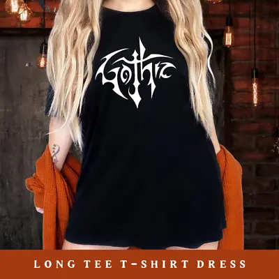 Buy Gothic T-Shirt Dress | Goth Fashion Emo Clothing Long Top | Horror Fan Gift | • 12.99£
