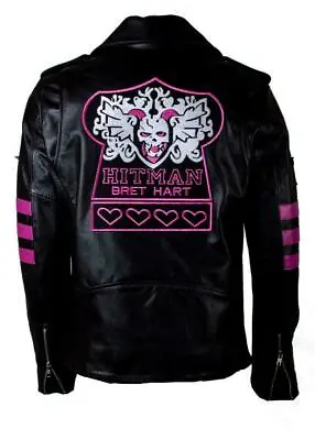 Buy Wwe Hitman Wrestler Bret Hart Famous Skull Embroidery Real Leather Jacket • 57£