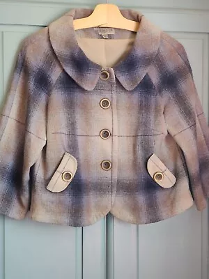 Buy Ladies Wool Check Cropped Jacket, By Verse, Pockets, 3/4 Sleeves, Cute Size 36.  • 14£
