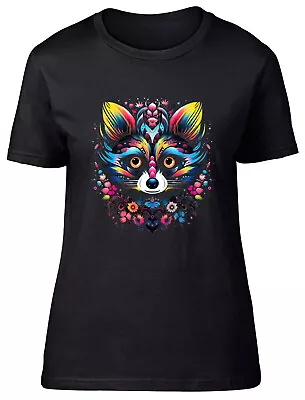 Buy Hipster Racoon Womens T-Shirt Psychedellic Funky Mandala Animal Ladies Gift Tee • 8.99£