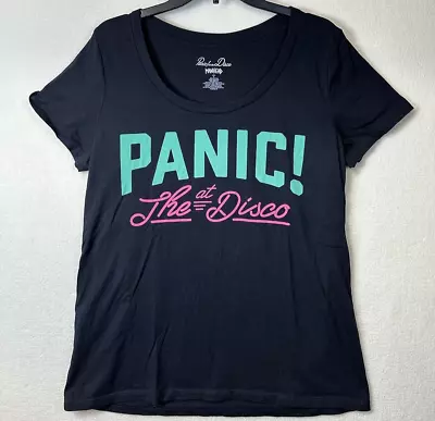Buy Panic At The Disco Manhead Merch Black Short Sleeve T Shirt Womens Fitted Large • 9.46£