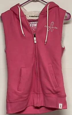 Buy Womens American Crown Support The Cure Breast Cancer Lined Hoodie Vest Sz Med • 16.09£