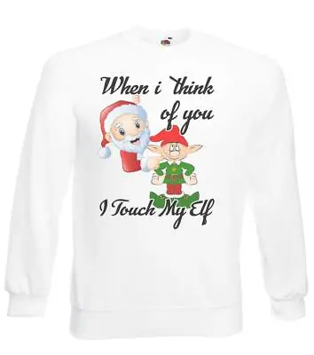 Buy Adults When I Think Of You I Touch My Elf Festive White Christmas Jumper • 21.95£