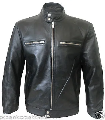 Buy Mens Black Biker Style Fashion Italian Leather Jacket • 109.99£