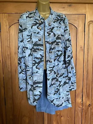 Buy Italian Camo Military Cotton Mix Large Open Front Jacket Blue • 18£