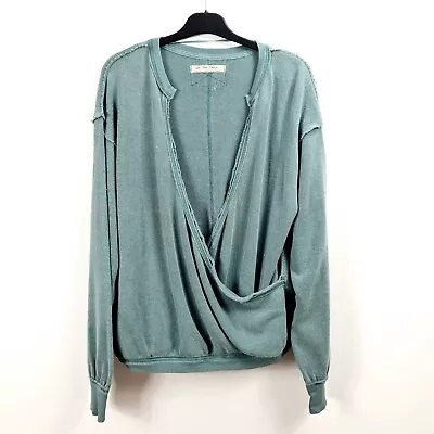 Buy Free People - NEW - Anyway Slouchy Long Sleeve Wrap  T-Shirt  - Small - Green • 25£