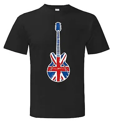 Buy UNION JACK GUITAR T-SHIRT - Britpop Noel Gallagher Epiphone Mod Target - S-XXXL • 12.95£