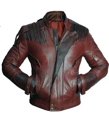 Buy Guardians Of The Galaxy 2 Star Lord Chris Pratt Maroon Real Leather Jacket • 89.99£