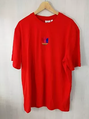 Buy Adidas Originals Essentials T Shirt Red Embroidered Logo Size L • 9.02£