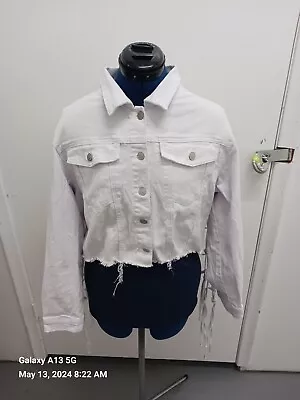 Buy Ladies Fringe Denim Jacket Size L.  By Thrill Jeans • 23.68£