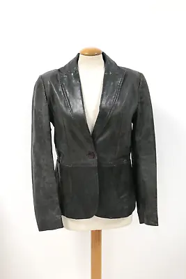 Buy Zara Basic Genuine Leather Jacket Vintage Worn Look Casual Occasion EUR L VGC • 29.99£