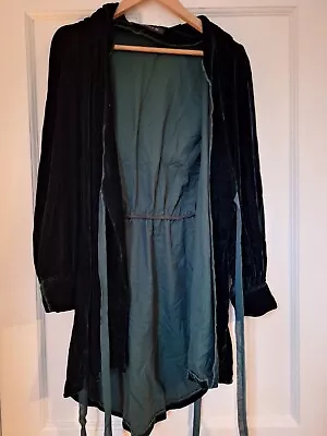 Buy Zara Velvet Top. Green Hoodie Jacket & Tie Ribbons, Boho Glamour Size M • 18.99£