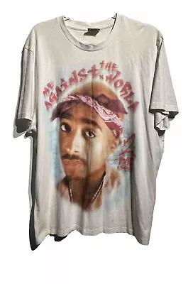 Buy 2PAC PRIMARK Off White Graffiti Graphic Short Sleeve Band Tee T-Shirt, Size XL • 6£