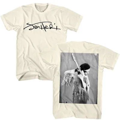 Buy Jimi Hendrix Tuning Guitar Photo Signiture Men's T Shirt Rock Band Tour Merch • 44.57£